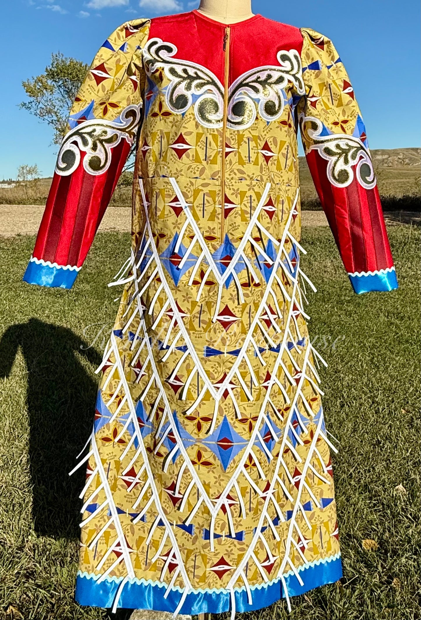 Amber gold and floral design