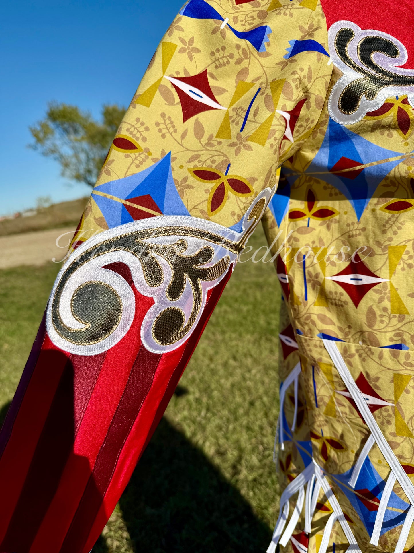 Amber gold and floral design